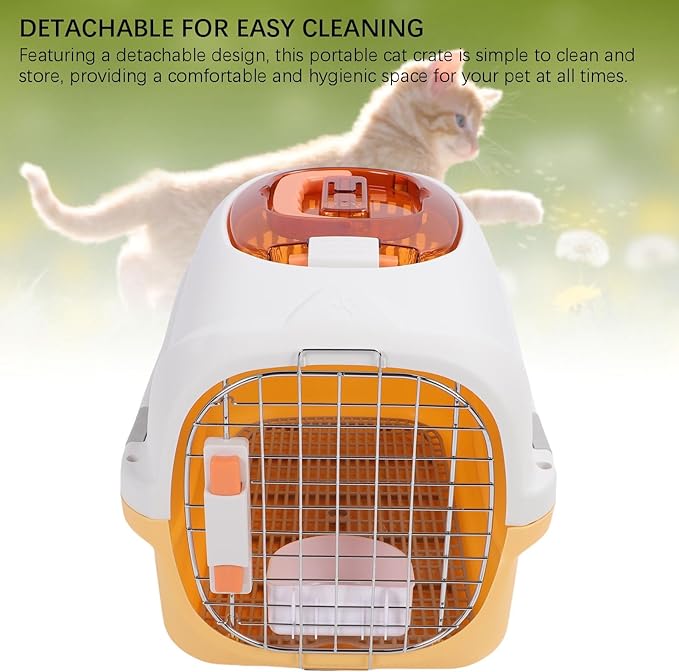 Plastic Dog Kennel, Airline Approved Pet Carrier with Skylight and Detachable Design for Small Dogs and Cats, 19.69 x 12.99 x 12.20 Inches (Yellow)