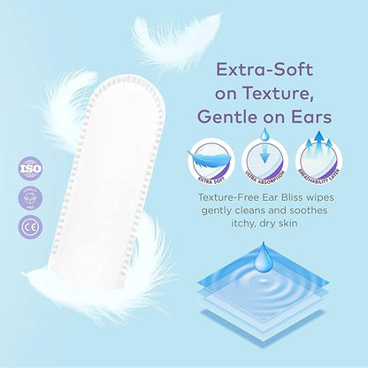 Dog Ear Cleaner Wipes - Vet Formulated Cleanser for Dogs - Ear Itching, Dissolves Wax, Dirt & Odor with Coconut Oil & Aloe Vera (50 Finger Wipes)