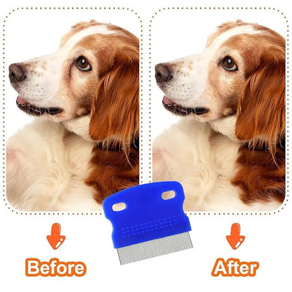 6 Pack Pets Grooming Comb Set, Flea Comb Set for Cats & Dogs, Professional Grooming Accessories for Pet, Flea Brush & Double Sided Tear Stain Remover