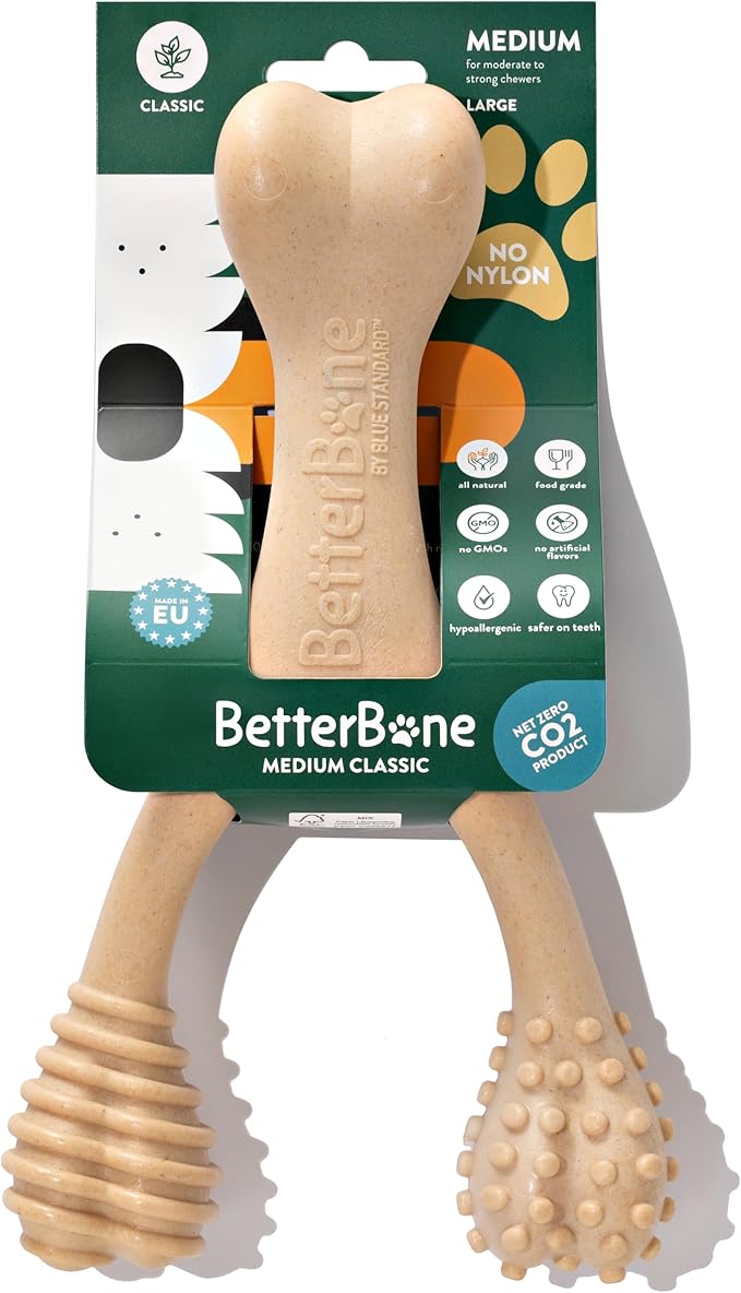 BetterBone - Medium Density - Ideal for Moderate to Strong Chewers - All-Natural, Nylon-Free Dog Chew Toys - Non-Toxic, Promotes Dental Health, Splinter-Resistant, Sustainably Made