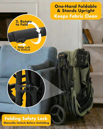 PAWZIDEA Large Dog Stroller up to 80 lbs, No-Zip 180° Reversible Canopy Lockable, Lightweight Pet Stroller for 2 Medium Dogs, One-Hand Foldable, Low-Entry, All-Terrain Jogger Wheels, Storage Organizer