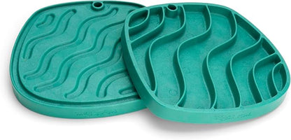 West Paw Seaflex Waves Feast Mat – All-in-One, Slow Feeder, Lick Mat – Encourages Foraging & Food Exploration - Engages Picky Eaters & Slow Feeding - Versatile – Easy to Clean, Non-Toxic - Kelp