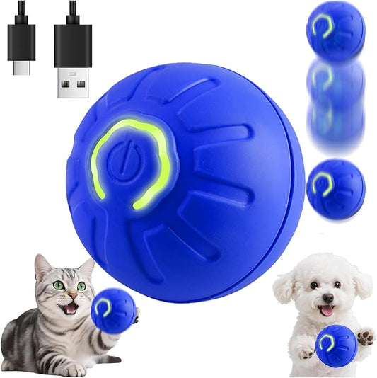 BIONEMAGILI Interactive Self-Moving Pet Toy Ball - Motion-Activated Auto Rolling, Military-Grade Chew Resistant, USB-C Rechargeable for Small Dogs & Cats (Blue,/S/New1)