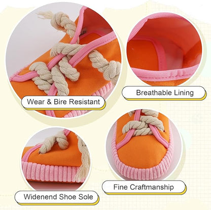 vocheer Dog Chew Toy, Dog Toys to Keep Them Busy Durable Teething Shoe Interactive Squeaky Puppy Toy,Small,Medium Breze, Machine Washable, Orange