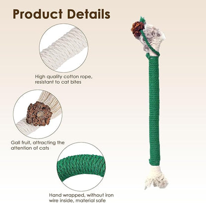 3 PCS Cotton Rope Cat Toys with 1 Pack Catnip for Indoor Cats, Interactive Cat Rope Toys with Silvervine Fruit for Cats and Kittens, Handmade Pet Chew Toys for Teeth Cleaning