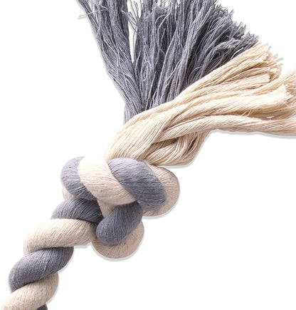 Natural Rubber Tire and Organic Cotton Rope Pull and Chew Dog Toy for All Pet Breeds, Gray, Large