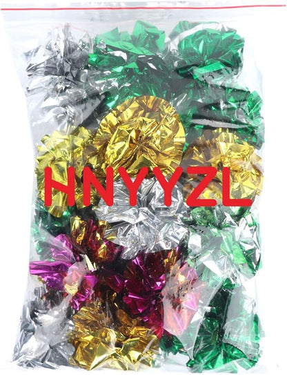 HNYYZL 25 Pack Crinkle Balls Cat Toys for Cats - Original Mylar Crinkle Balls (Random Color)