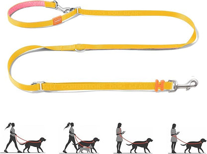 HOWGO Hands Free Dog Leash with Padded Handle,Multifunctional Crossbody Waist Leash for Walking Running Jogging Training,7.5 FT Nylon Adjustable Length for All Breeds(Yellow, Standard)