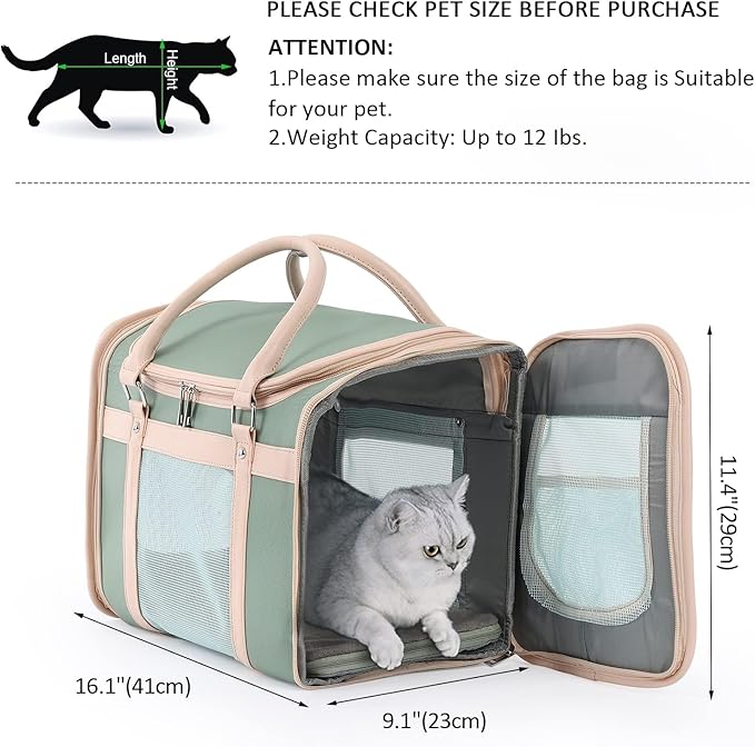 Pet Carrier Backpack, Airline Approved TSA, Waterproof PU Foldable, 360° Ventilated, Light‑Blocking, Washable Travel Bag for Cats & Small Dogs