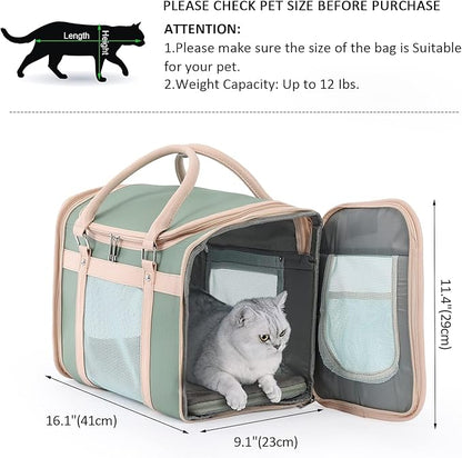 Pet Carrier Backpack, Airline Approved TSA, Waterproof PU Foldable, 360° Ventilated, Light‑Blocking, Washable Travel Bag for Cats & Small Dogs
