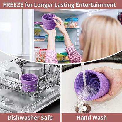 Dog Lick Bowl, Bestalk Anxiety Relief Slow Feeder Dog Lick Mat Treat Dispenser, Non-Slip Dog Licking Bowl Dog Enrichment Toys for Small Medium and Large Breed Dogs, BPA Free Silicone(Purple,M-L)