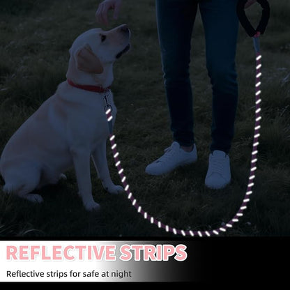 Mile High Life Reflective Dog Leash, with Comfortable Padded Handle, Pink Nylon Rope Leash with Steel Tips, Heavy Duty 4 Feet Pet Leashes (Pink,72 Inches)