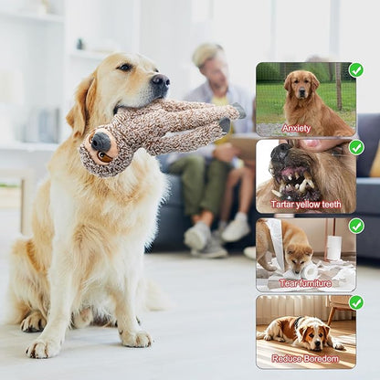 Raccoon No Stuffing Dog Toys for Large Dogs, Squeaky Crinkle Interactive Dog Animals, Plush Teething Toys to Keep Them Busy, Cute Funny Dogs Gifts for Small Medium Large Breed