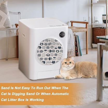 Cat Litter Box Curtain, Washable Litter Box Door Cover, Litter Box Curtain for Enclosed Self-Cleaning Boxs -White Round 10.5" D（Curtain Only）