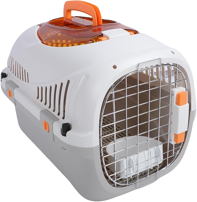 Versatile Plastic Dog Crate Airline Approved Cat Carrier Kennel with Hard Shell Ventilation and Large Space for Portable Pet Travel Outdoors