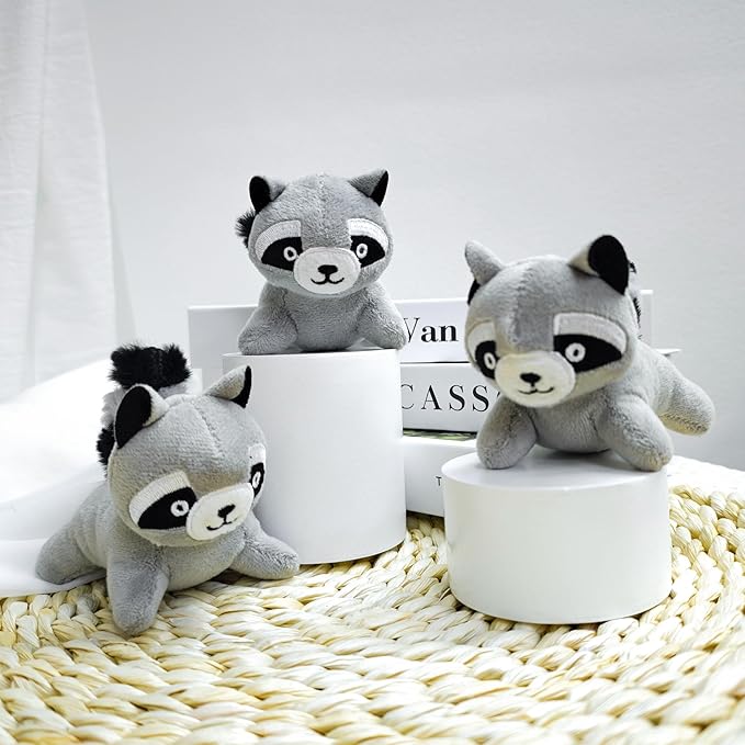 Raccoon Plush Dog Toy Squeaky Toy, Interactive Hide and Seek Replacement Dog Toys for Small & Medium Dogs (3Pcs Squeaky Raccoon)