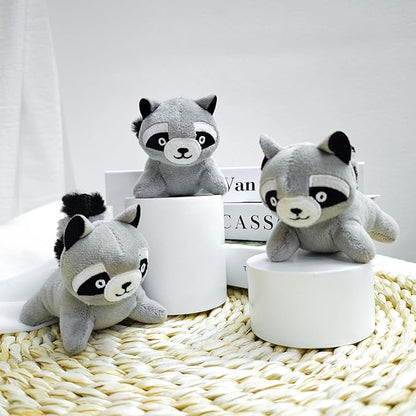 Raccoon Plush Dog Toy Squeaky Toy, Interactive Hide and Seek Replacement Dog Toys for Small & Medium Dogs (3Pcs Squeaky Raccoon)