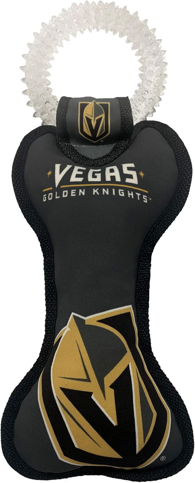 Pets First NHL LAS Vegas Golden Knights Dental Dog TUG Toy with Squeaker. Tough PET Toy for Healthy Fun, Teething & Cleaning Pet's Teeth & Gum., one Size (LVK-3310)