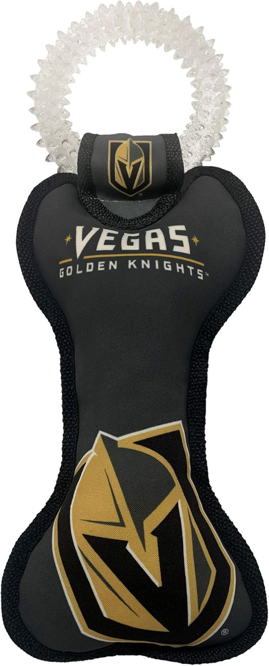 Pets First NHL LAS Vegas Golden Knights Dental Dog TUG Toy with Squeaker. Tough PET Toy for Healthy Fun, Teething & Cleaning Pet's Teeth & Gum., one Size (LVK-3310)