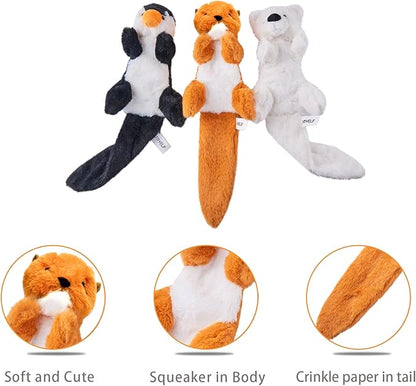 JOYELF Plush Squeaky Toys for Medium and Large Dogs - No Stuffing, Durable Interactive 3 Pack With Squeaky and Crinkle Paper - Penguin, Polar Bear and Otter