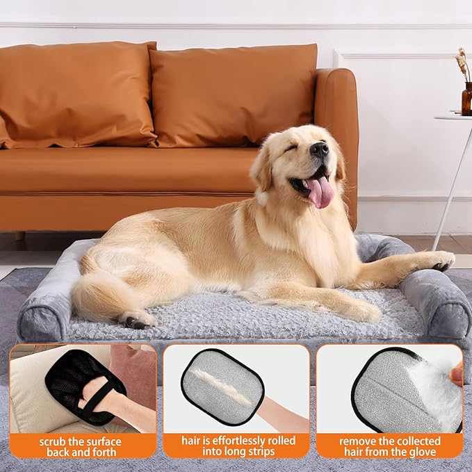 Electrostatic Pet Hair Removal Glove for Cats & Dogs | Reusable & Quick-Clean Design | Effortlessly Removes Hair from Couch, Carpet, Car Seats & Clothing (2 PCs)