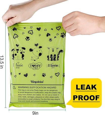 Dog Poop Bags Rolls: Leak-Proof Poo Bag with Dispenser – Large Unscented Poop Bags for Doggy Dogs (450 Count)- Green