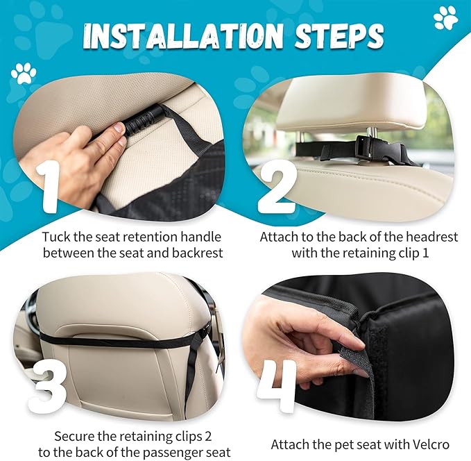 Dog Car Seats for Small Dogs,Detachable Foldable Dog Booster Car Seat Under 28lbs, Pet Cat Car Seat Travel Bed with Adjustable Straps and Storage Pockets (Black)