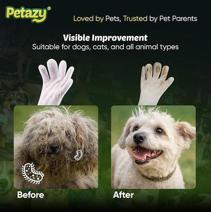 Pet Glove Wipes for Dogs & Cats – Hypoallergenic Thick Cleaning Gloves with Aloe & Coconut Oil for Paws, Face, Ears & Butt, Instant No Rinse Grooming Wipes to Deodorize and Hydrate, 25 Pack