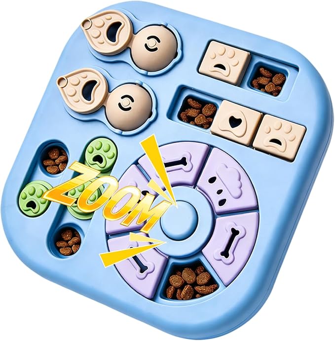 Dog Puzzle Toys, 4-in-1 Interactive Dog Toys for Boredom, Treat Dispensing Slow Feeder for Mental Stimulation, Enrichment Toy for Smart & Beginner Dogs, Light Blue
