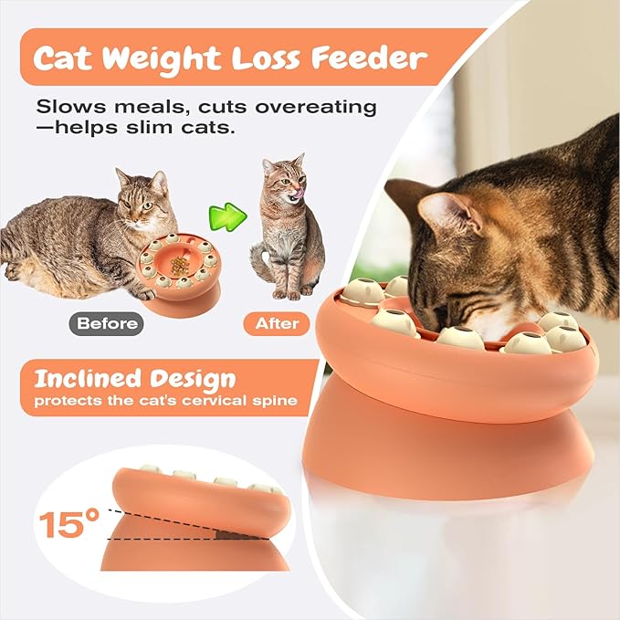 KADTC U.S. Brand & Design - Cat Puzzle Feeder for Indoor Cats Treat Puzzles,Food Slow Bowl,Kitten Enrichment Toys Kitty Mental Stimulation Brain-Teasing Pink Toy
