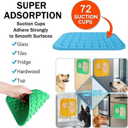 Dog Lick Pad, 2-Pack Large Licking Mat for Dogs, Slow Feeder Dog Licking Mat with Suction Cups. Boredom & Anxiety Reducer, Perfect for Food, Treats, Yogurt, or Peanut Butter.