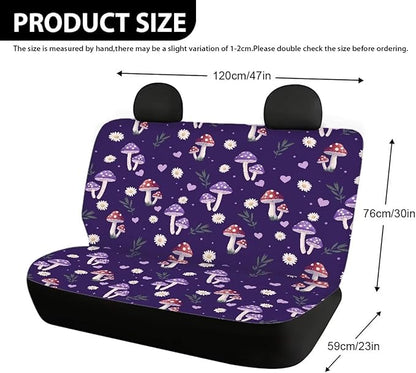 AFPANQZ Purple Mushroom Full Wrap Car Seat Covers Rear Bench Protection Cushion Backseat Mats Against Dirt & Pet Fur Dust-Proof Universal Car Accessories Decoration Set