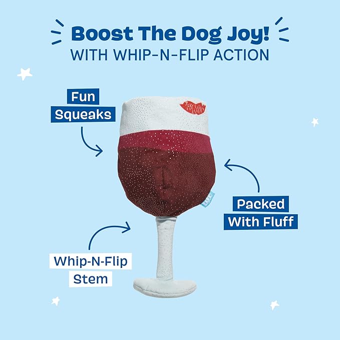 Barkbox Grrrrande Vino Dog Toy | Plush Squeaky Wine Toy with Fluff & Whip-N-Flip Stem | Dog Toys Dogs & Puppy Essentials