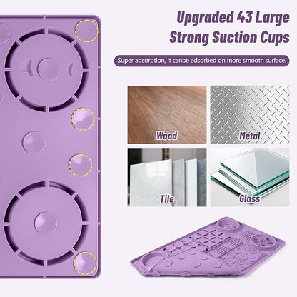 Large Silicone Snuffle Mat, 32"x 20" Dog Lick Mat with Suction Cups, Slow Feeder for Small | Medium | Large | Multiple Dogs Slow Eating, Boredom Reducer (Purple)
