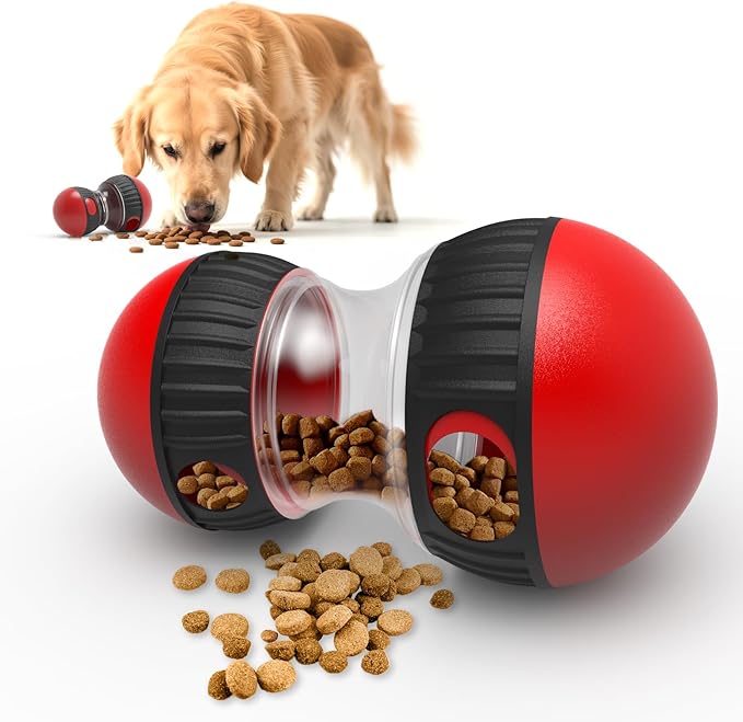Dog Treat Dispenser Toy Interactive Dog Puzzle Toys Dogs Puzzles Feeder Slow Feeding Treat Dispensing Ball Food Dispenser Adjustable Spinning Funnel Toy for Small Medium Large Dogs