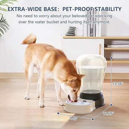 6 Liters Automatic Dog Water Dispenser, Gravity Pet Bowl Holds 3 Soda Bottles, No-Spill Cat Feeder for Large Dogs, BPA-Free & Easy Clean, Less Refills for Travel, Black