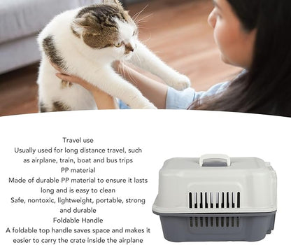 FILFEEL Lockable Hard Plastic Dog Carrier with Ventilated Design, Spacious Travel Pet Carrier for Small Dogs and Cats - Foldable Handle for Easy Carrying