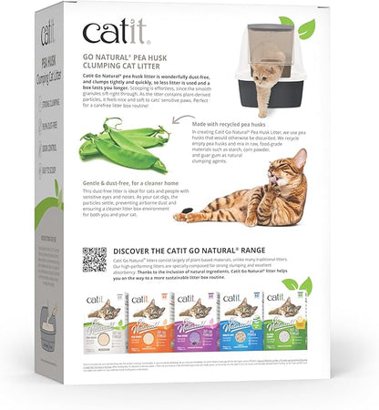 Catit Go Natural Pea Husk Clumping Cat Litter – Unscented, 12.3 lbs – Plant-Based, Eco-Friendly, Dust-Free & Flushable Cat Litter – Natural Clumping Formula, Low Tracking, Highly Absorbent