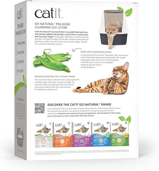 Catit Go Natural Pea Husk Clumping Cat Litter – Unscented, 12.3 lbs – Plant-Based, Eco-Friendly, Dust-Free & Flushable Cat Litter – Natural Clumping Formula, Low Tracking, Highly Absorbent