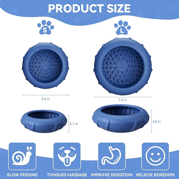 Dog Lick Bowl, Bestalk Wobbly Freeze Bowl Enrichment Feeder for Dogs, Anxiety Relief Lick Mat Puzzle Toy for Distraction, BPA Free Silicone, Dishwasher Safe(Dark Blue,S)