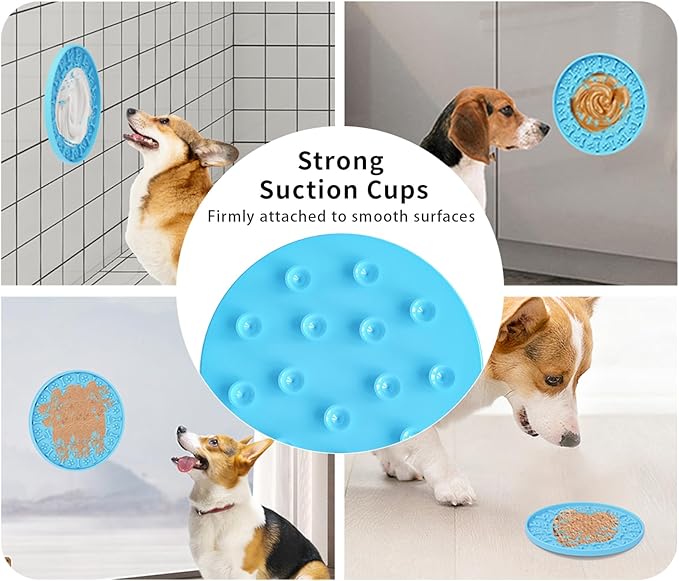 Lick Mat for Dogs & Cats 3 Pack - Silicone Dog Lick Mat with Suction Cups - Anxiety Relief/Promotes Healthy Eating/Frozen & Dishwasher Safe - Pet Peanut Butter Lick Pad LPFALASAT (Blue Orange Red)