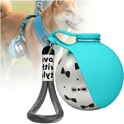 Foldable Pet Water Bottle for Travel, 2-in-1 Portable Dog Drinking Bottle with Stainless Steel Cup & Silicone Bowl, Leak-Proof Dispenser for Walking, Hiking, Outdoor Use, Small Dogs Puppies (C)