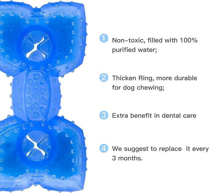 NWK Pet Teether Cooling Chew Toy for Dogs Teething Toy for Puppies, Fit with Treats for More Fun (Chewing Bone)