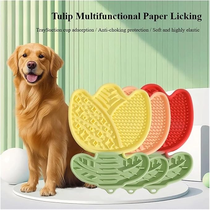 Interactive Lick Mat for Pets - Slow Feeder and Boredom Relief Dining Mat for Dogs and Cats(Rouge Pink)