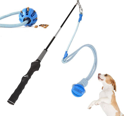 Flirt Pole for Dogs Interactive Dog Pole Toy for Large Medium Small Dogs, Sports Dog Teaser Pole for Tug of War, Flirt Pole with Lure Ball (Standard Pole + Elastic Rope)