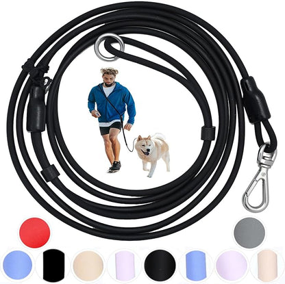 Hands Free Dog Leash Crossbody & Waist for Walking, 9-in-1 No Pull Dog Harness & Leash Set, Waterproof Training Slip Lead for Small Medium Breeds (8-20lbs, Black)