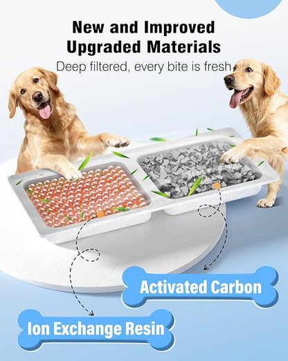 3.4Gal Dog Water Fountain for Large Dogs, 13L Stainless Steel Large Pet Fountain with Deeper & Wider Drinking Area, Automatic Dog Water Bowl Dispenser with Water Window (18 Filters)