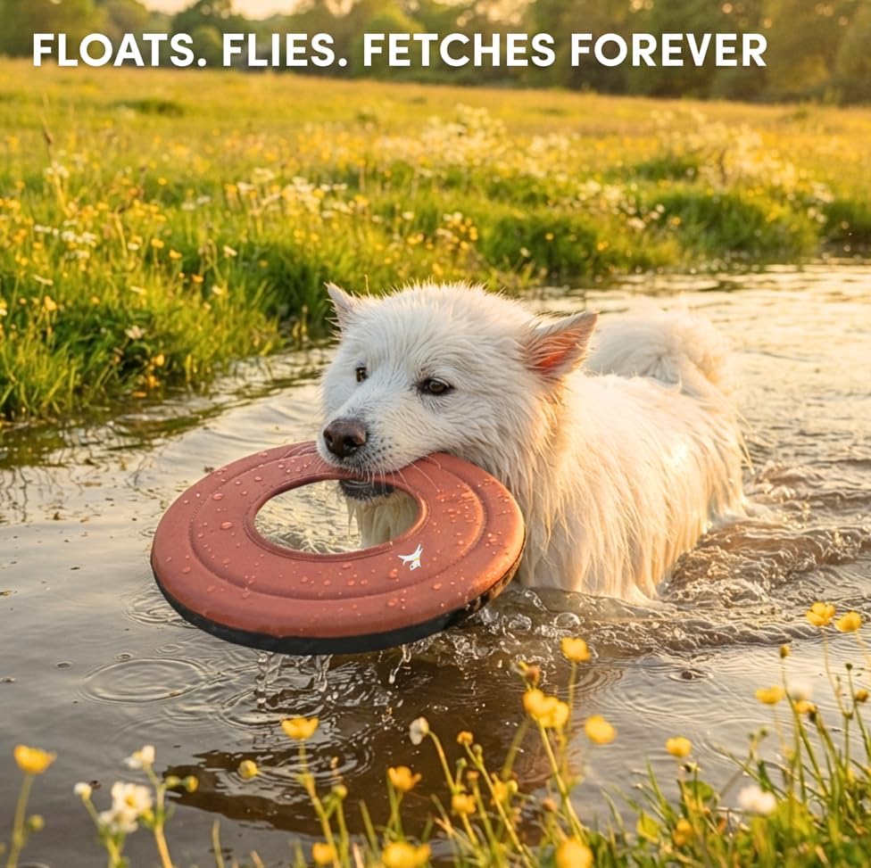 OllyDog Mini Super Flyer, Dog Flying Disc – Floating Fetch Toy, Soft on Teeth, Eco-Friendly Recycled Material, Lightweight, for Small & Medium Dogs (Desert, 9") - Image 2