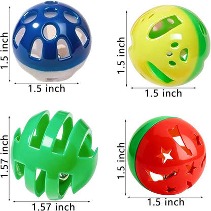 5 Cat Toy Balls with Bell, PP Material, Interactive Kitten Toys for Indoor Cats, Colorful Chew and Chase Balls (1.5'')