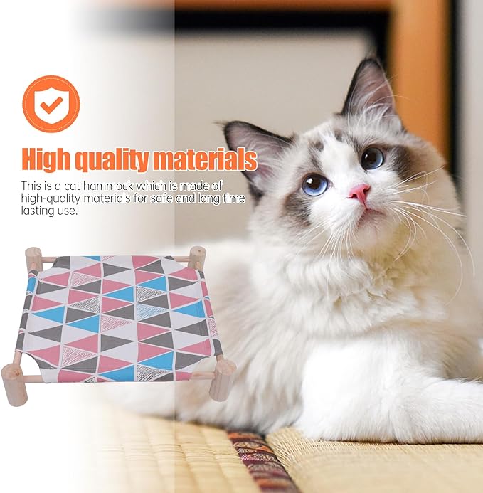 Detachable Pink Geometric Cloth Cat Sleeping Bed Moisture-Resistant Cat Hammock Nest for Seasons Washable Pet Bed Suitable for Indoor